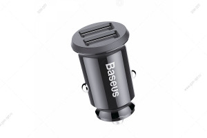 Автомобильная зарядка Baseus Grain Car Charger два порта USB 5V-3A, черный