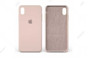 Чехол для iPhone XS Max, Silicone Case, премиум, розовый песок