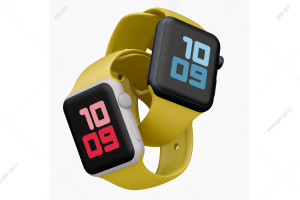 Ремешок силиконовый для Apple Watch 42мм/ 44мм/ 45мм размер M/L, желтый