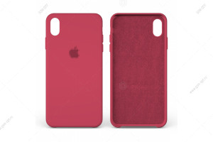 Чехол для iPhone XS Max, Silicone Case, премиум, красный каркаде