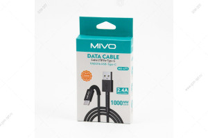 Кабель USB Mivo MX-47T, Type-C, нейлоновая оплетка, 1м, черный