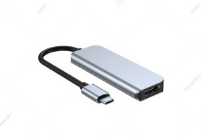 USB-концентратор HUB Type-C Mivo MH-4012, 4в1, серебристый